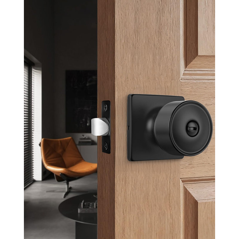 Black Interior Door Knobs, Matte Black Privacy Door Knobs, Black Square Interior DoorKnobs for Bedroom, Bathroom, Modern Design (6 Pack)