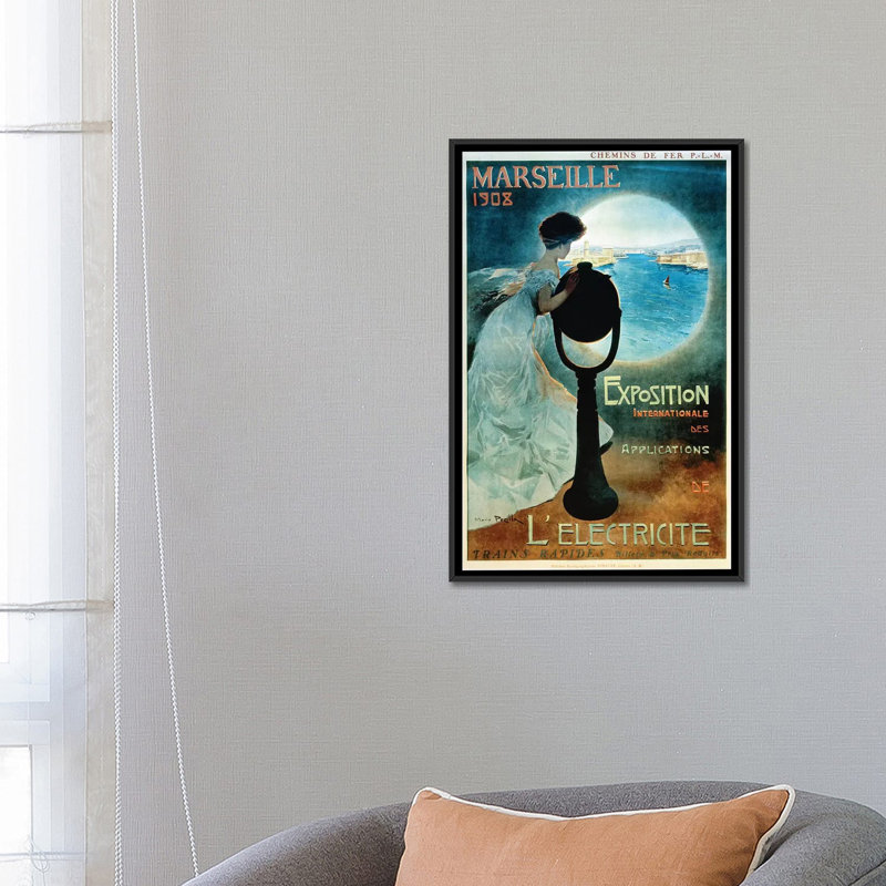 « marseille 1908 », impression sur toile, H 26 po x l 18 po x P 1,5 po, Toile avec cadre noir, Pas de tapis