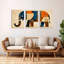 Éléphant géométrique, reproduction d'art sur toile, ensemble abstrait (ensemble de 3)-924359985