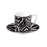 Coffee Cup & Saucer ZEBRA Set of 2 in Luxury Box diam. 2.3in, H 2.5in, Cap. 4 oz, Saucer diam. 4.75in