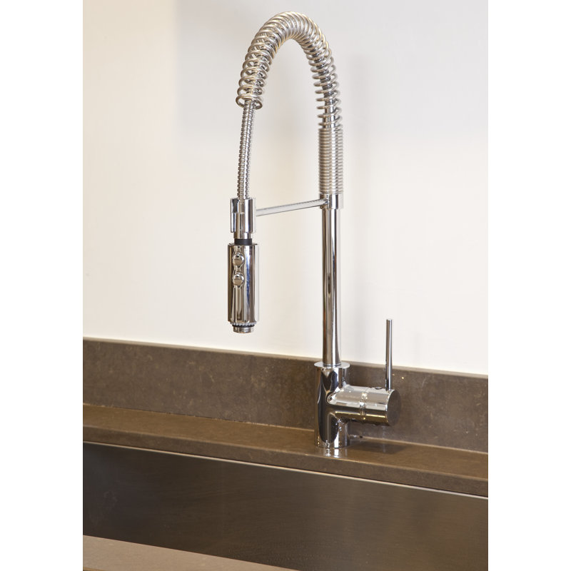 Lux Pull-Down Single Handle Kitchen Faucet with Accessories, Brushed Stainless Steel
