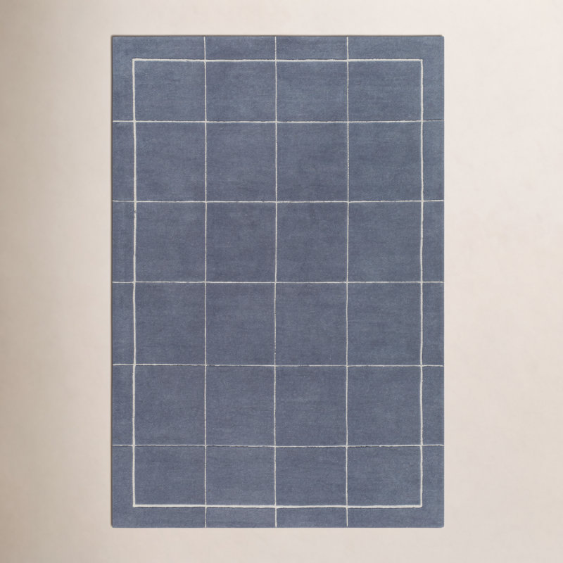 Mallory Blue Hand Tufted Area Rug, Rectangle 6' x 9'