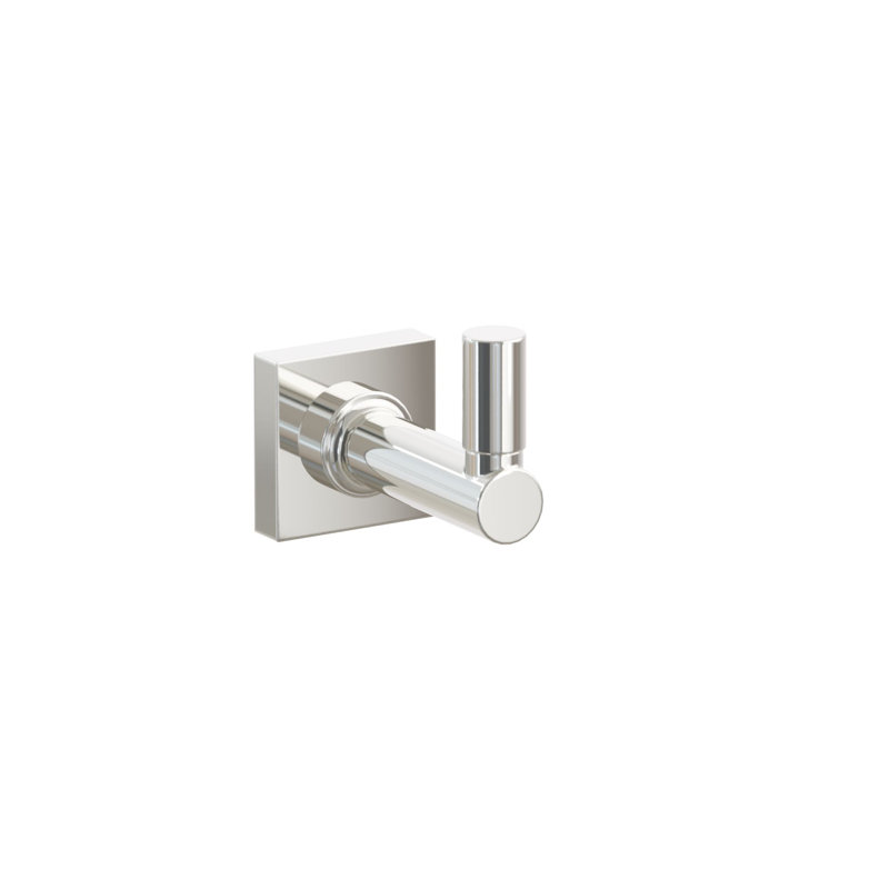 Emtek Select Single Hook w/ Small Square Rosette, Round Stem & Smooth Tip, Polished Nickel