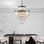 Lustre élégant en cristal 24 po - luminaire suspendu 15 lumières à 5 niveaux avec finition noire 24 po