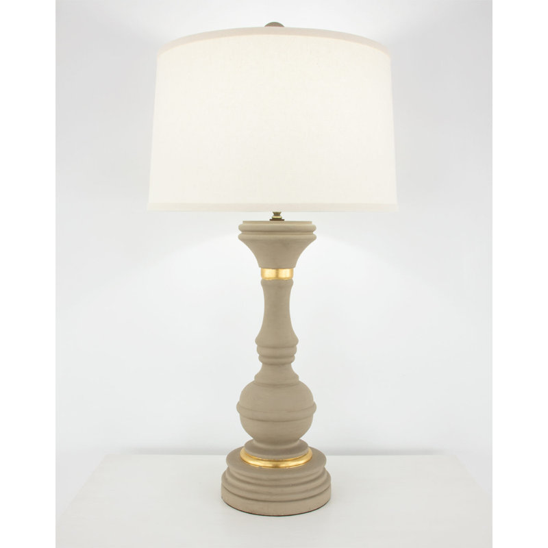 Canaan Table Lamp, Dark Taupe/Gold Leaf, Off White