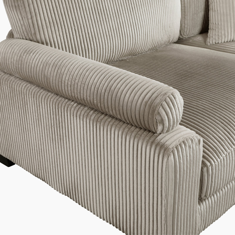 Hulett 180" Modern Modular Sectional with Microfiber Fabric, Reversible Cushions & 6 Pillows, Brown Microfiber, 4