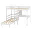 Lit mezzanine convertible polyvalent avec bureau en L, tablettes et échelle robuste