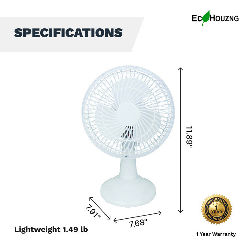 Ventilateur personnel réglable de 6 po avec pince flexible Ecohouzng