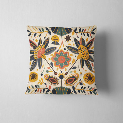 Folk Maximalist Floral Reversible Pillow Cover