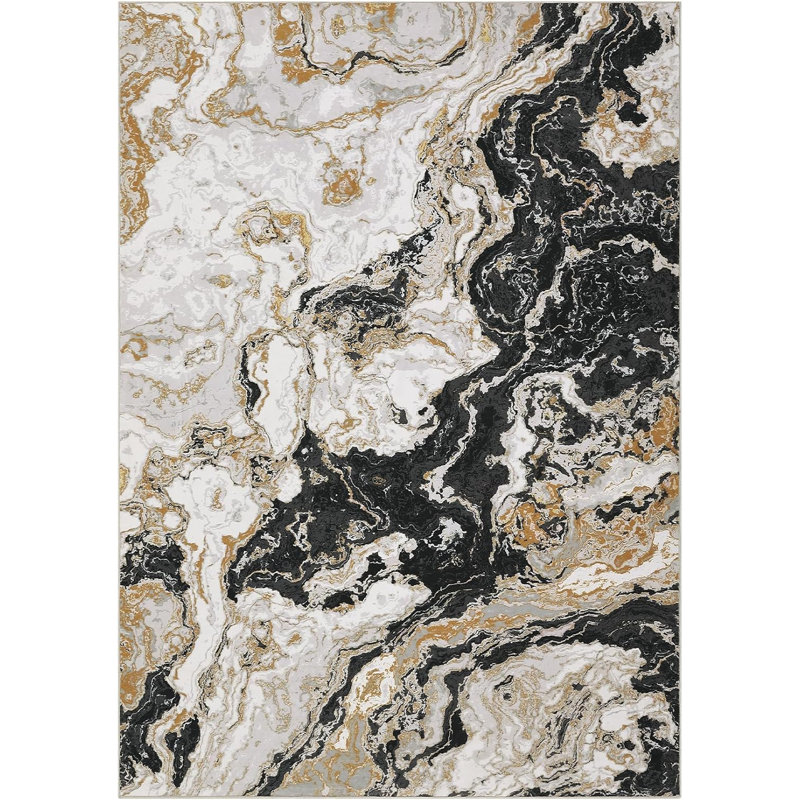 Rug Abstract Living Room Rug Washable, Modern Marble Bedroom Rug Soft Luxury Area Rug Non Slip Floor Carpet for High Traffic Areas in Kitchen Entryway Office