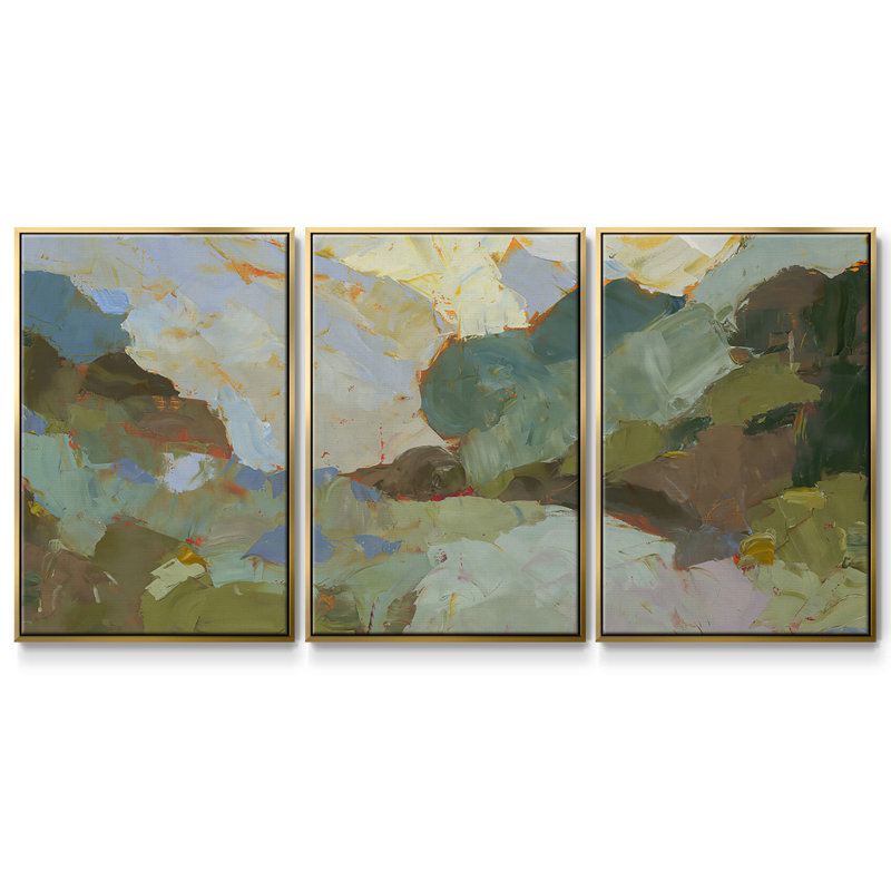 " Sojourn " 3 - Pieces, Gold, 40" H x 78" W x 2" D
