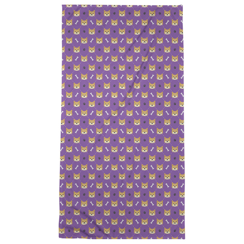 Serviette de bain Shiba Inu, Mauve