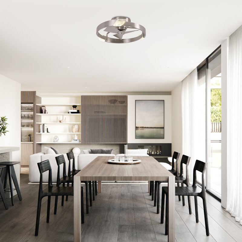Ventilateur de plafond encastré en cage 21 "avec lumières DEL 3CCT à intensité variable et télécommande