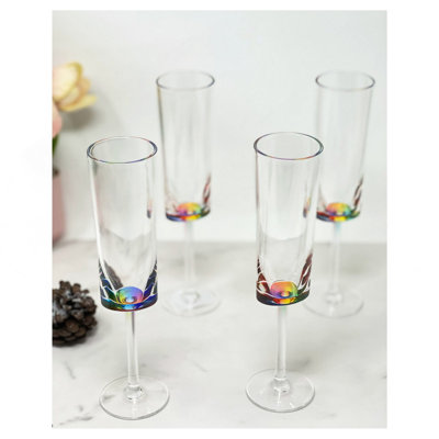 Ensemble de 4 flûtes à champagne ovales en plastique ovales de 4 (4 oz), verres à champagne en plastique incassables, flûtes à champagne en acrylique