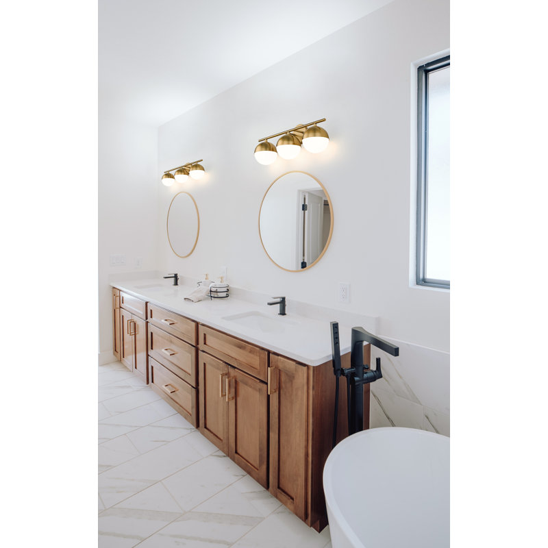 Meuble-lavabo 3 lumières Trombetta, Doré
