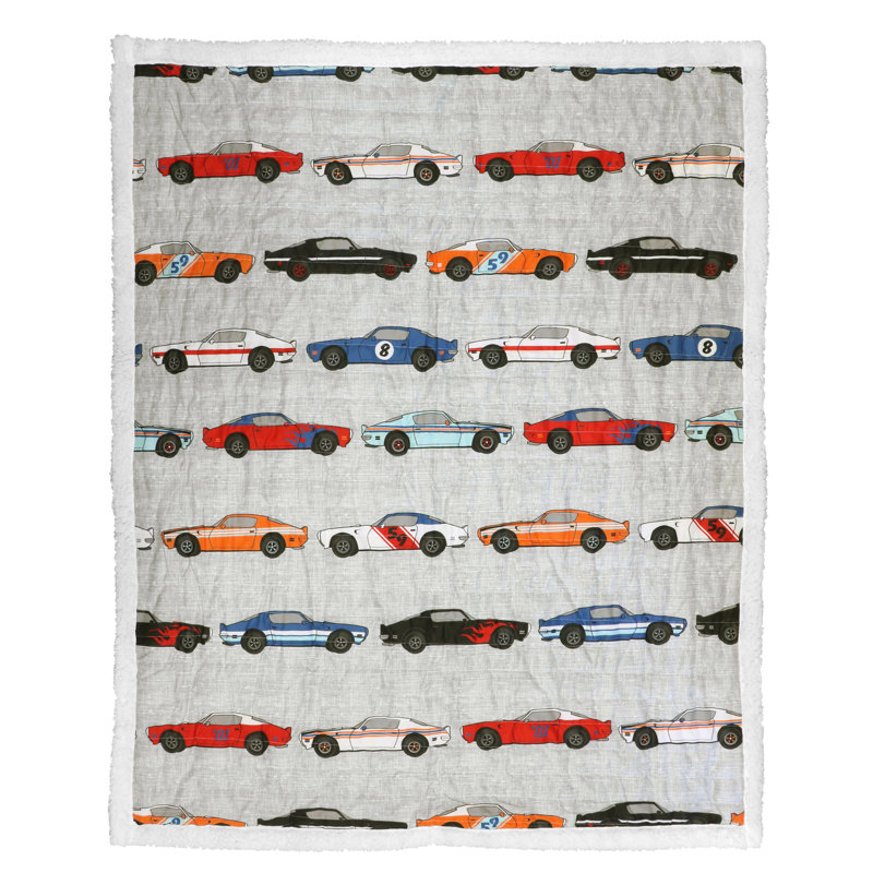 Race Cars Throw, Blue/Orange