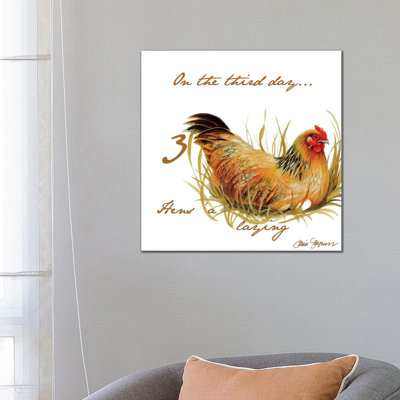 Three French Hens 1 Piece Wrapped Canvas Wall Art