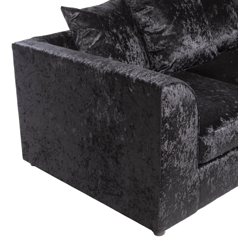 Romelia Velvet Sofa, Black, 2