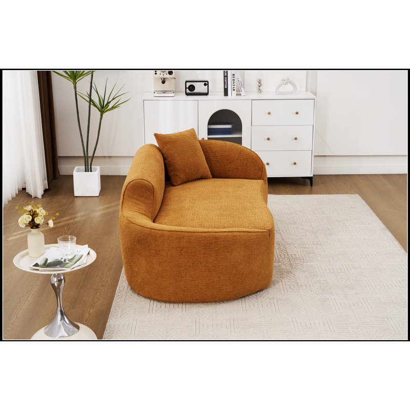 Causeuse moderne en chenille avec siège profond, méridienne courbée pour le salon et la chambre à coucher, comprend 1 oreiller