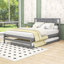 Lit plateforme double en bois avec lit gigogne simple-51847508