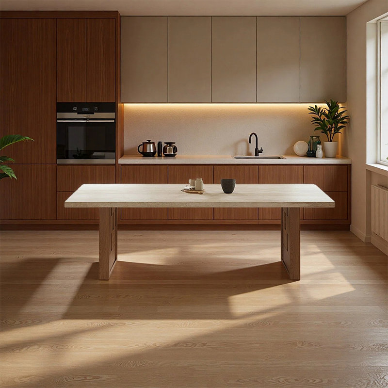 Modern Sintered Stone Dining Table, 29.52"H x 55.11"L x 31.49"W