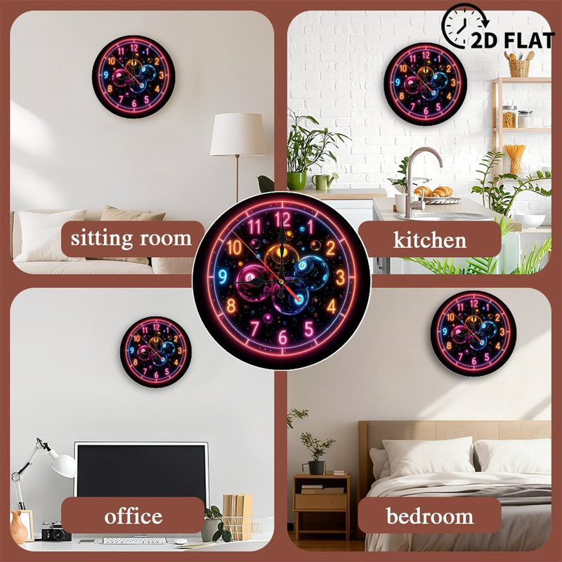 Horloge numérique colorée avec bulles flottantes