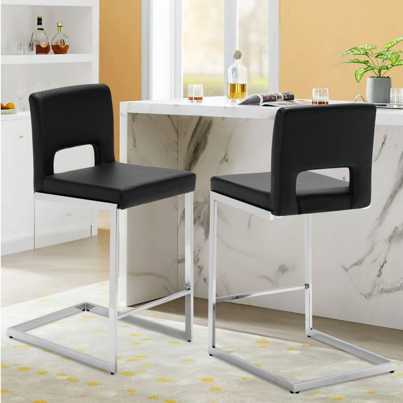 Tabouret de comptoir rembourré 26 po Daco, Noir, 2