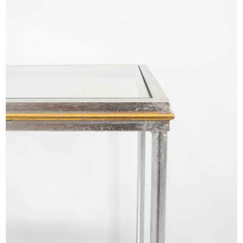 Lauren Glass End Table, Silver/Gold