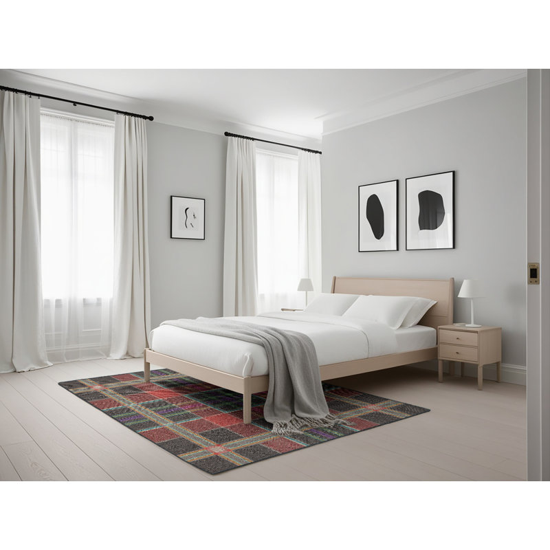 Tapis de zone orange à motif, Rectangle 5 pi x 7 pi