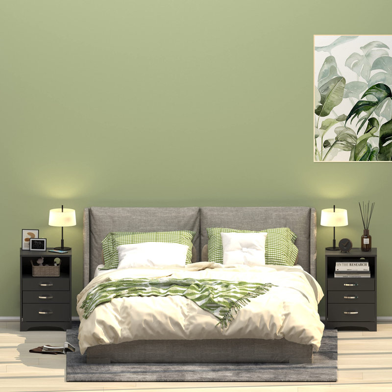 Tamathy 15.75'' W Nightstand, Black, 2