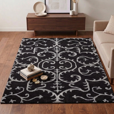 Contemporary 3' x 5' Brown Beige Hand Knotted Silk Rectangle Indoor Area Rug