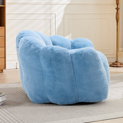 Fauteuil à billes bleu pour adultes, coussin décoratif ergonomique, tissu antisalissure, base antidérapante, mousse haute densité, convient aux fauteuils de lecture multi-scène pour adultes, foulard en fausse fourrure, dessous, sans assemblage, salon idéal
