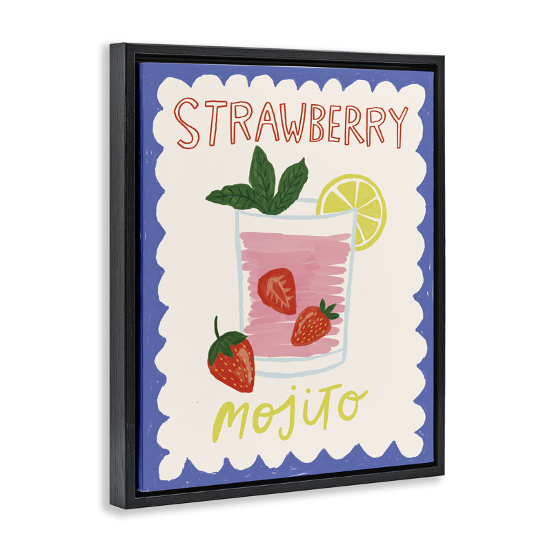  «Strawberry Mojito Drink», art mural par Lisa Barlow, H 31 po x l 25 po, Cadre flottant noir de jais