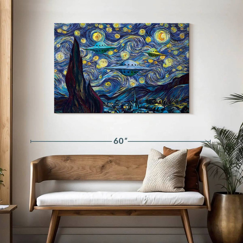 Kelan Alien Invasion Starry Night, 30" H x 45" W