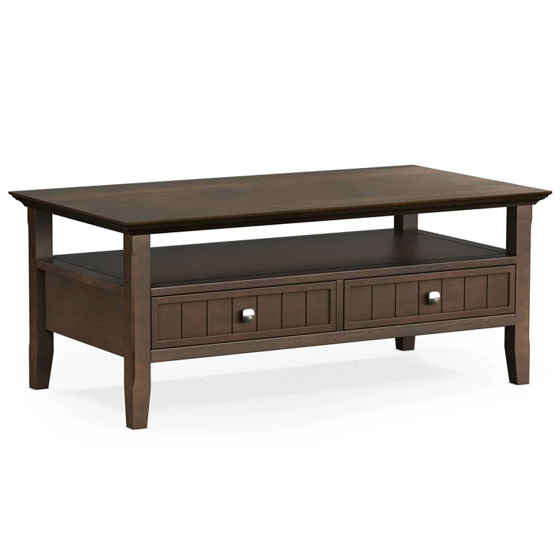 Brunette Brown Rectangular Wood Coffee Table with Storage