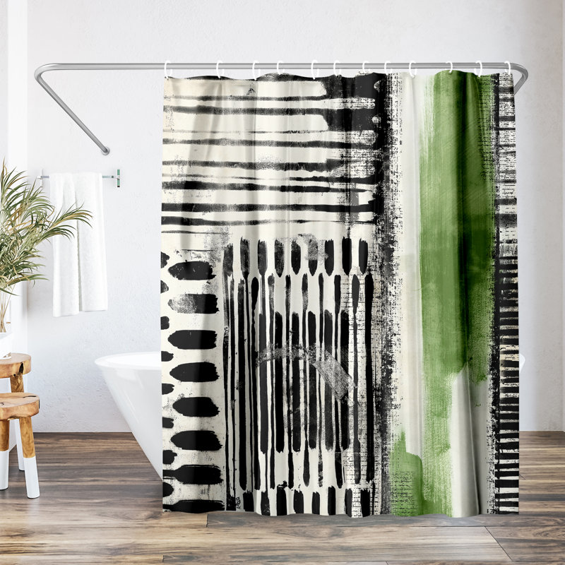 Rideau de douche abstrait sans bordure par PI Creative Art, Green