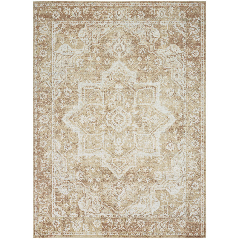 Bungalow Rose Covelle Machine Washable Rust Vintage Indoor Rug, Rectangle 6'7" x 9'