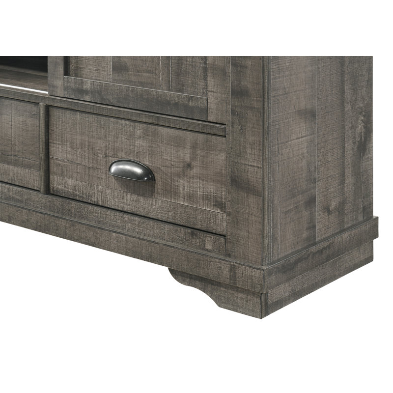 Ermel 4-1_Brianne Sleigh Bedroom Set, Grey, King, Bed, Dresser, Nightstand, Mirror