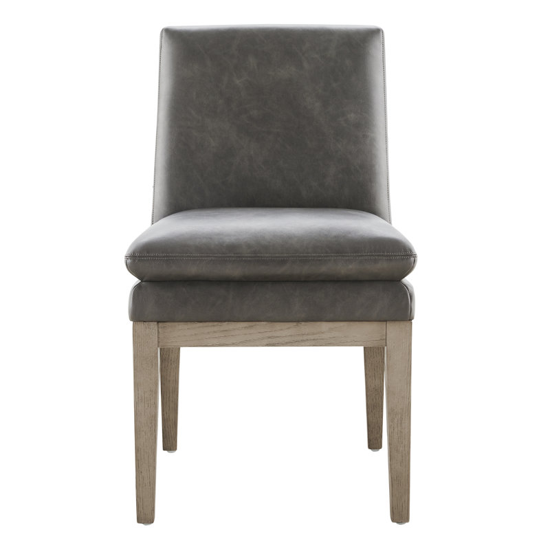 Chaise rembourrée en cuir Bethea, Similicuir gris