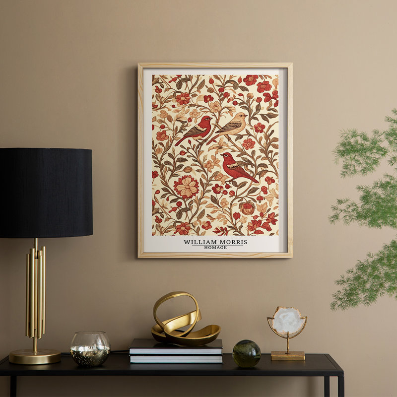 WM MORRIS Series CCLXXIV Framed Print - Solid Wood, Natural, 21" H x 17" W