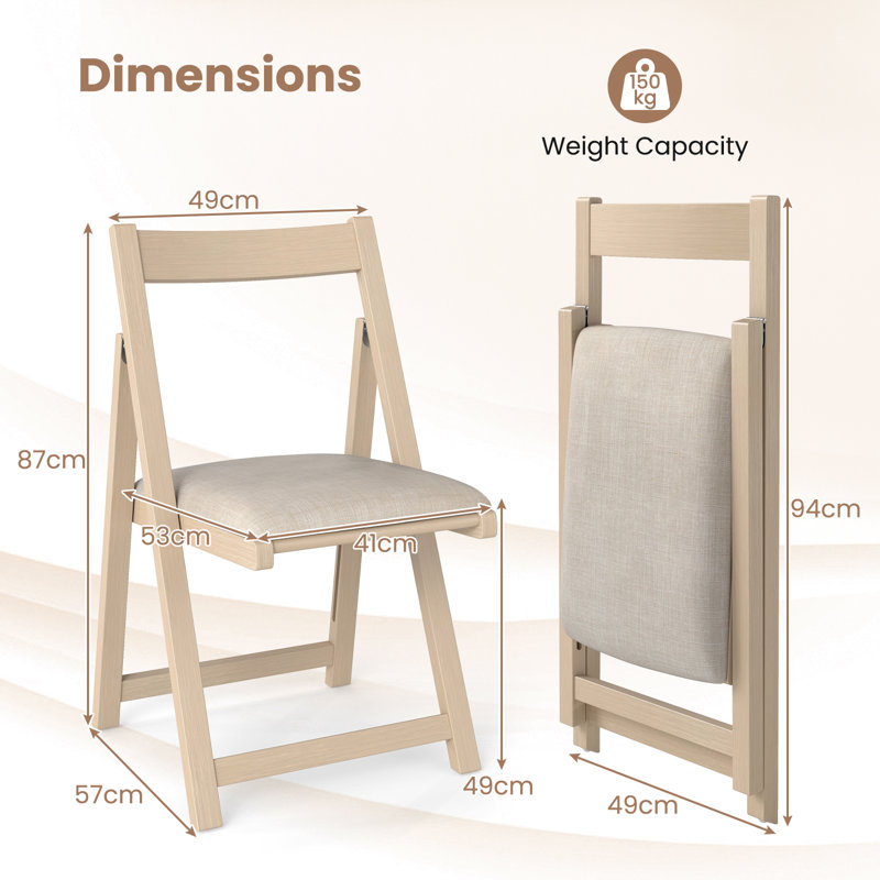 49cm H Fabric Upholstered Side Chair, Beige, 4, Beige