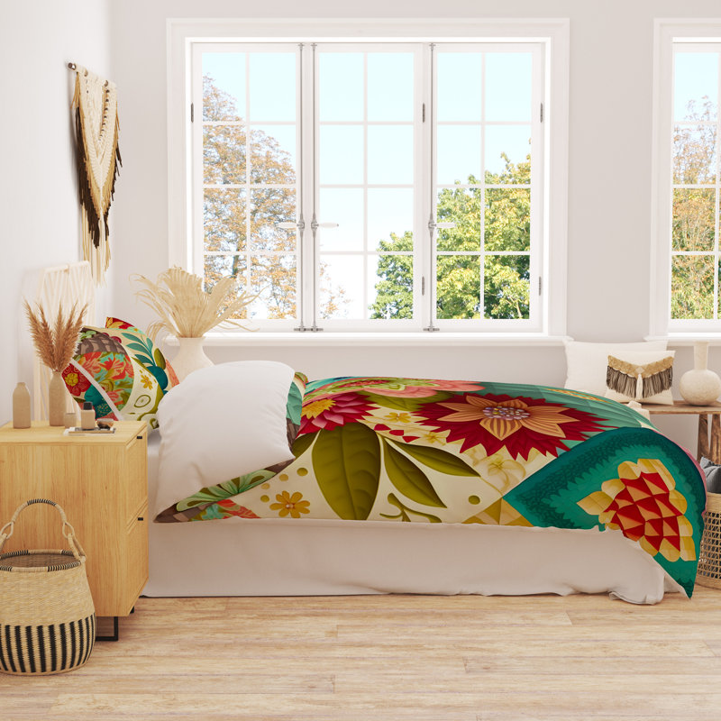 Floral Duvet Cover, King Duvet Cover + 2 King Shams