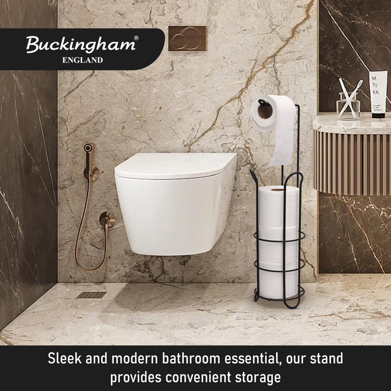 Buckingham Freestanding Toilet Roll Holder Floor Standing Bathroom Tissue Paper Storage Stand