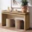 Console de 60 po en brun rétro, suspension à deux planches, structure en bois massif, plateau, rangement ouvert, table d’entrée de 120 lb brun antique avec design, surface, style rustique, rangement pour