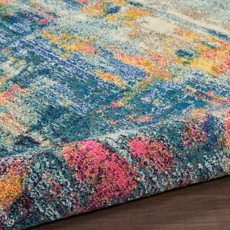 Blue Rug, Stain Resistant Graphics Rug With 6Mm Thickness, Abstract Rug For Bedroom, & Dining Room, Round 160cm