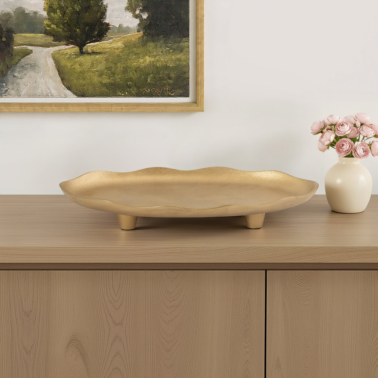 Metal Decorative Tray, Gold