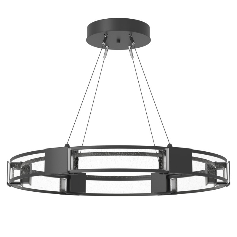 Aura Glass Ring Chandelier, Black, Seeded Clear Glass