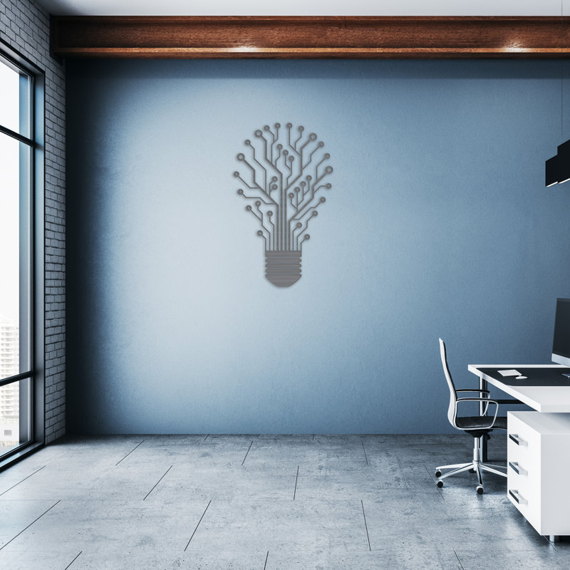 Décoration murale lumière abstraite - ACM, Argent, H 32 po x l 19,3 po x P 0,25 po