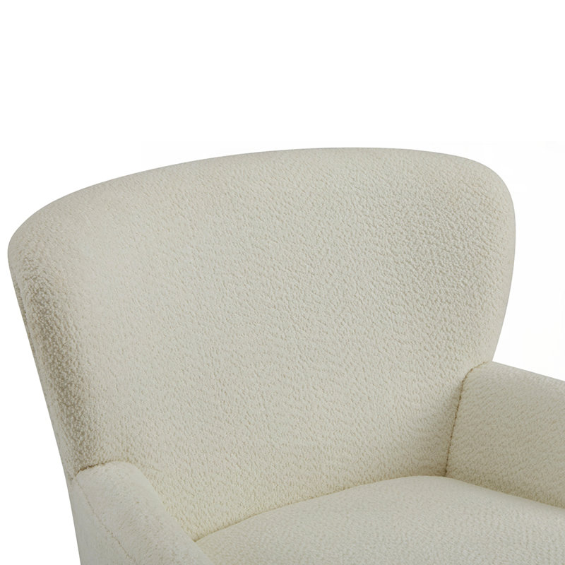 Fauteuil club rembourré Fleckenstein Boucle, Blanc cassé / blanc
