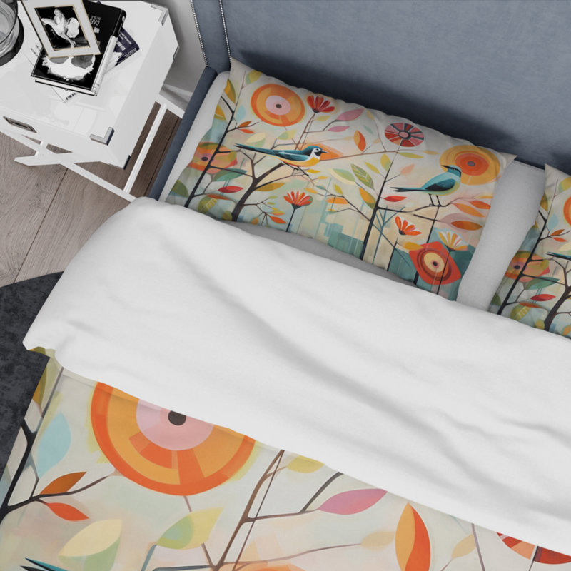 Ensemble de housse de couette vert Mid Century Mod Nature IV - Polyester microfibre